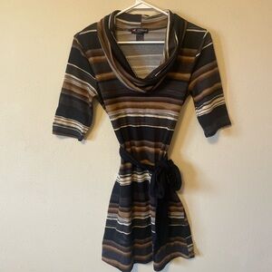Brown and crème striped dress